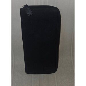 COACH Black Slim Business Card Holder Full Zip Leather Interior Organizer